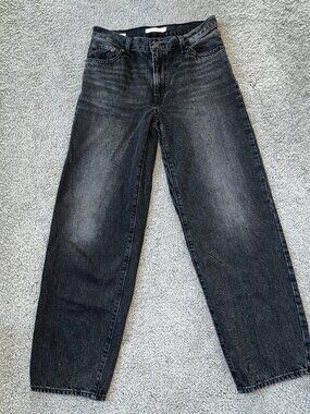 LEVI'S RED TAB BIG E BAGGY DAD Premium Denim Jeans - Wide Leg Black Wash W26 L30
